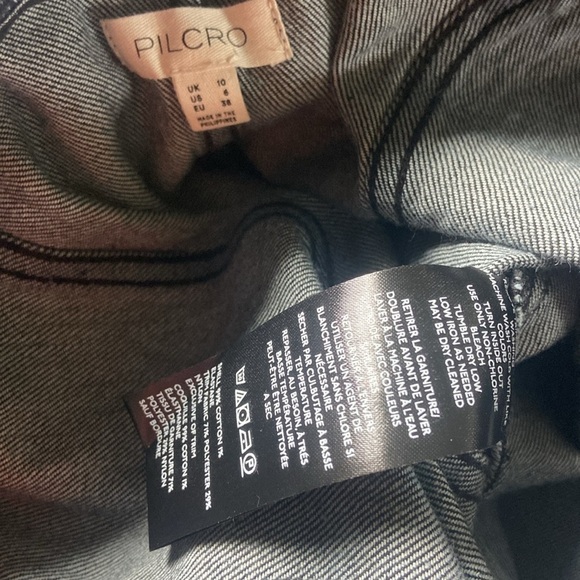 Pilcro Dramatic Bow Back Mini DressSz 6 Avantgarde Denim Cotton Black Anthro - Picture 7 of 9